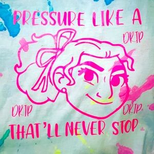 Encanto Custom Hot Pink on Watercolor Neon Tee